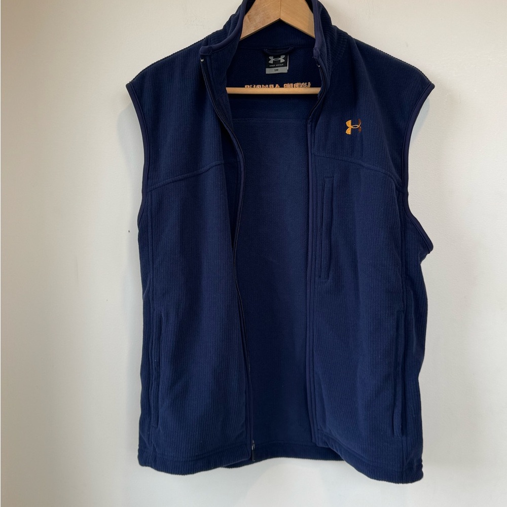 Under Armour Navy Fleece Vest with Gold Embroidery